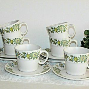 Vintage Noritake Colleen Cups & Saucers 6 Sets 1970's Progression China 9021